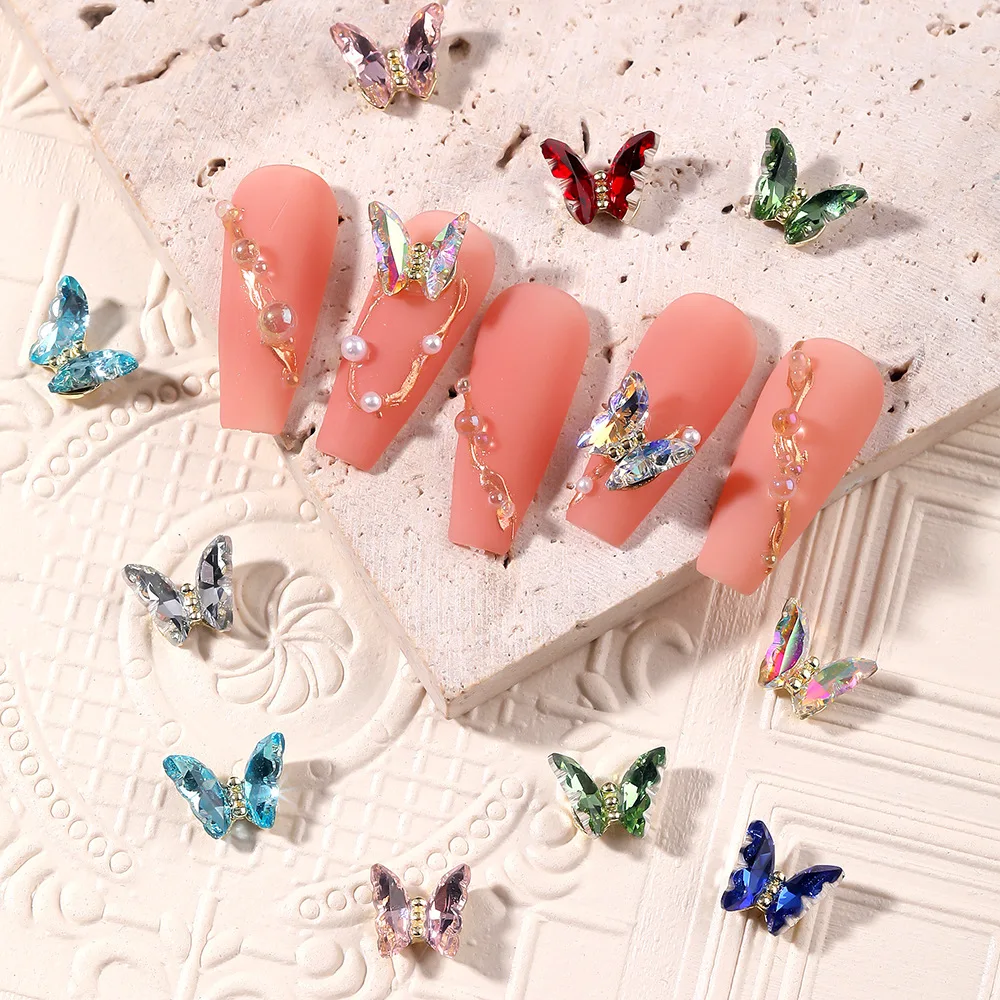 

Glitter Sequins 3D Butterfly Zircon Nails Rhinestones Jewelry DIY Professional Zircon Parts Nail Art Manicure Decorations