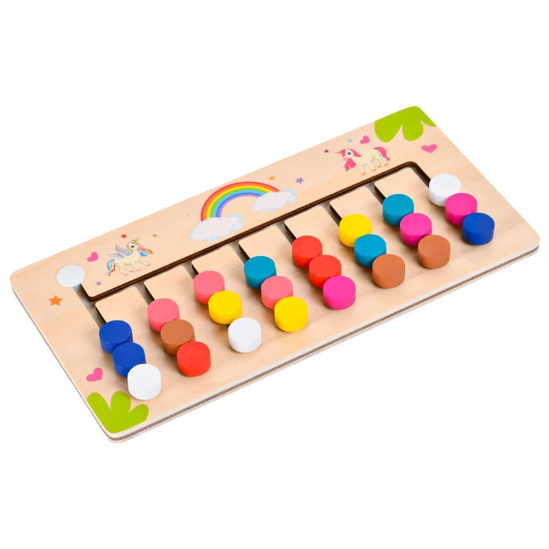 

Customized New Brand Kids 4 Or 8 Colors Matching Montessori Educational Wooden Slide Puzzle Toy Color Cognitive Toys