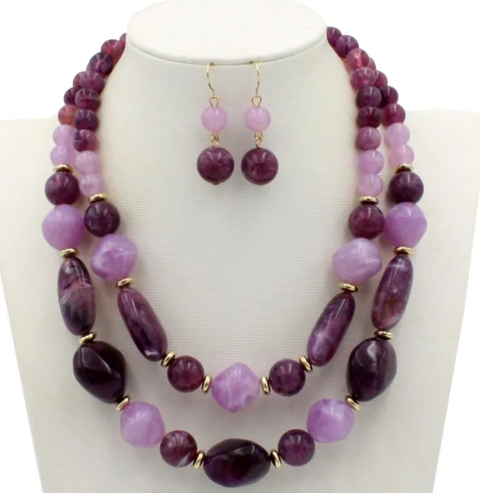 

New Fashion African Beads Necklace and earring set Wedding Party beads jewelry Sets wholesale TC8310, As photo