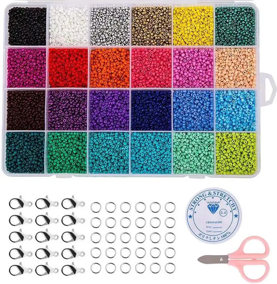 

Purna 24XC01 2/3/4mm 24grids Glass Seed Beads Charm Crystal Spacer Glass Beads For Jewelry Making Rings DIY Handmade Accessories, Mixed colors