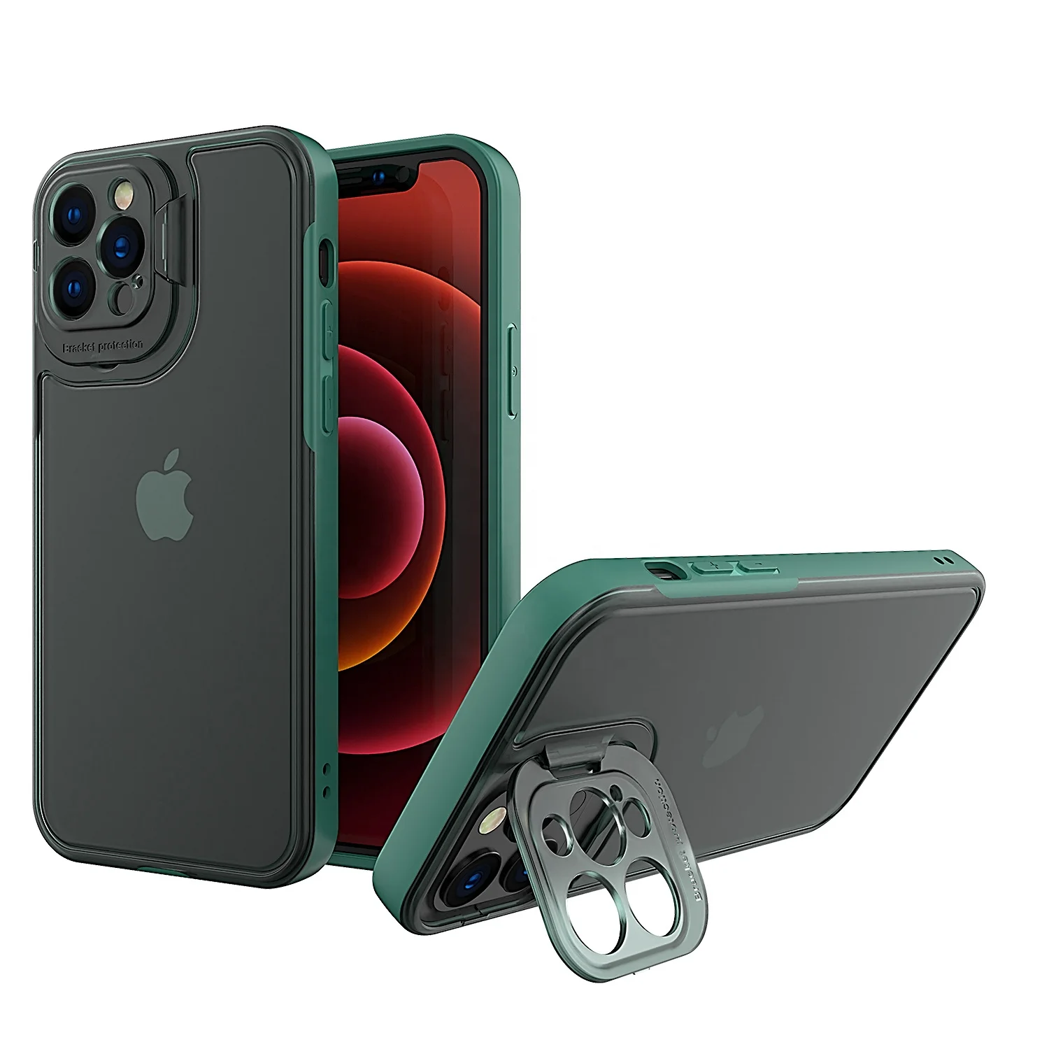 

Hot Selling Shockproof PC TPU Frosted Bracket Kickstand Matte Phone Case For iPhone 11 12 13 Pro Max, Mix colors