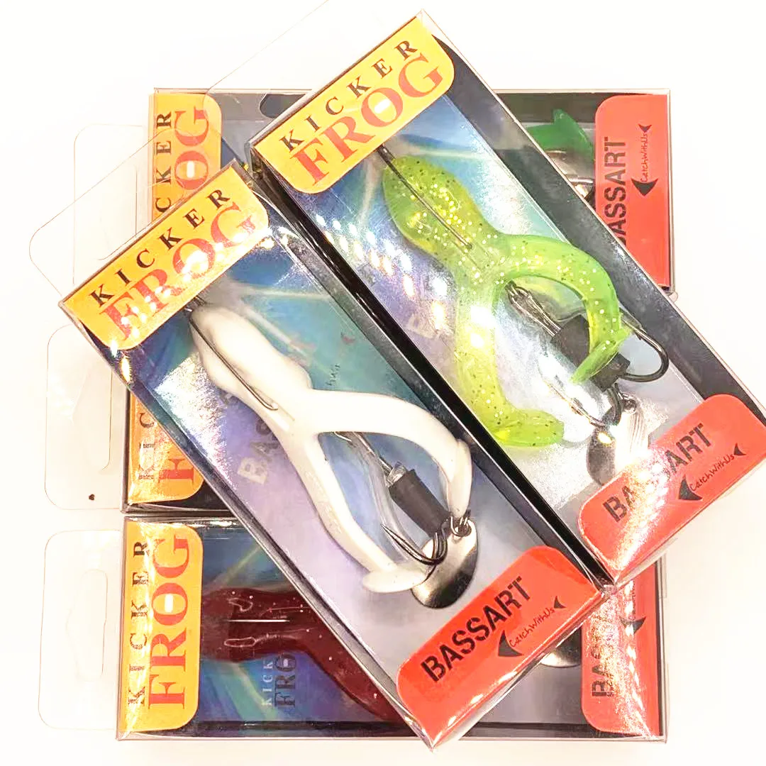 

New Design 7cm 9g Fishing Lure Plastic Frog Soft Spinner Sinking Jig Bass Artificial Silicone Baits With Box Package, 5 color