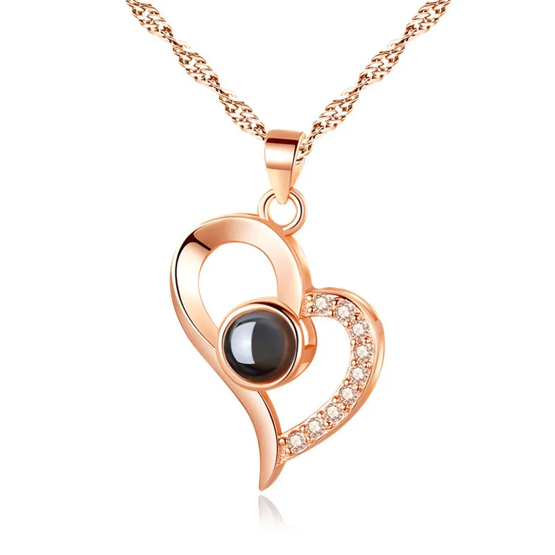 

Dainty Alloy Jewelry 100 Languages I Love You Projection Trendy Necklaces 2021,Necklace Heart,trendy Necklaces 2021