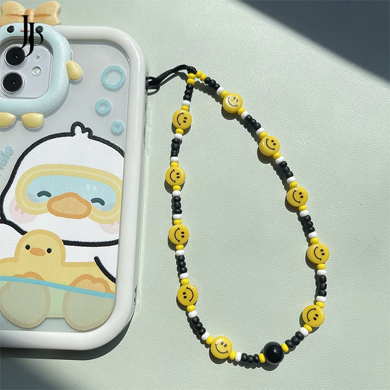 

JOJO Fashion Insta hot sale yellow smile face beaded phone chains