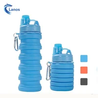 

New product Amazon Outdoor silicone foldable collapsible water bottle with carabiner