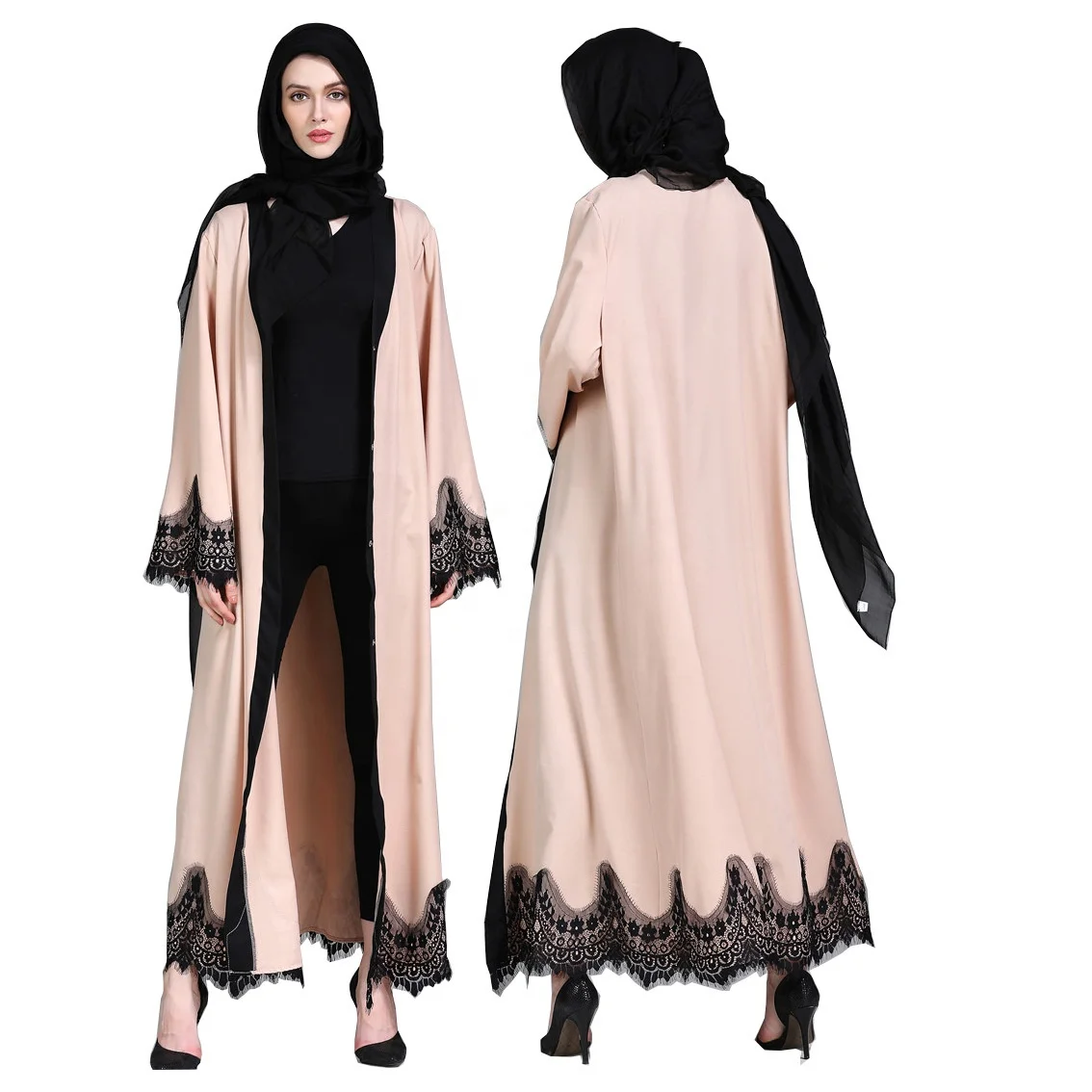 

Lace Embroidery Muslim Dress Muslim Ramadan New Lace Splicing Coat Robe Middle East Kaftan Kimono Abaya