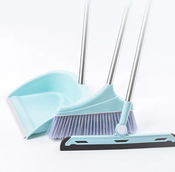 

Dustpan Cleans Broom Combo with Long Handle Upright Stand up Dustpan Broom Set, Blue