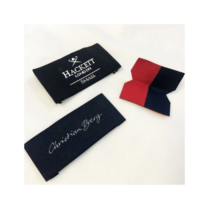 

Custom Woven Labels Low Minimum Satin Size Label Soccer Wear Cotton Label For Women, Custom color