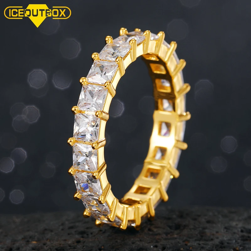 

White Gold Filled Iced Out Ring Jewelry CZ 14k 18k Gold Plated Cubic Zirconia Diamond Hiphop Women Men Ring for Men