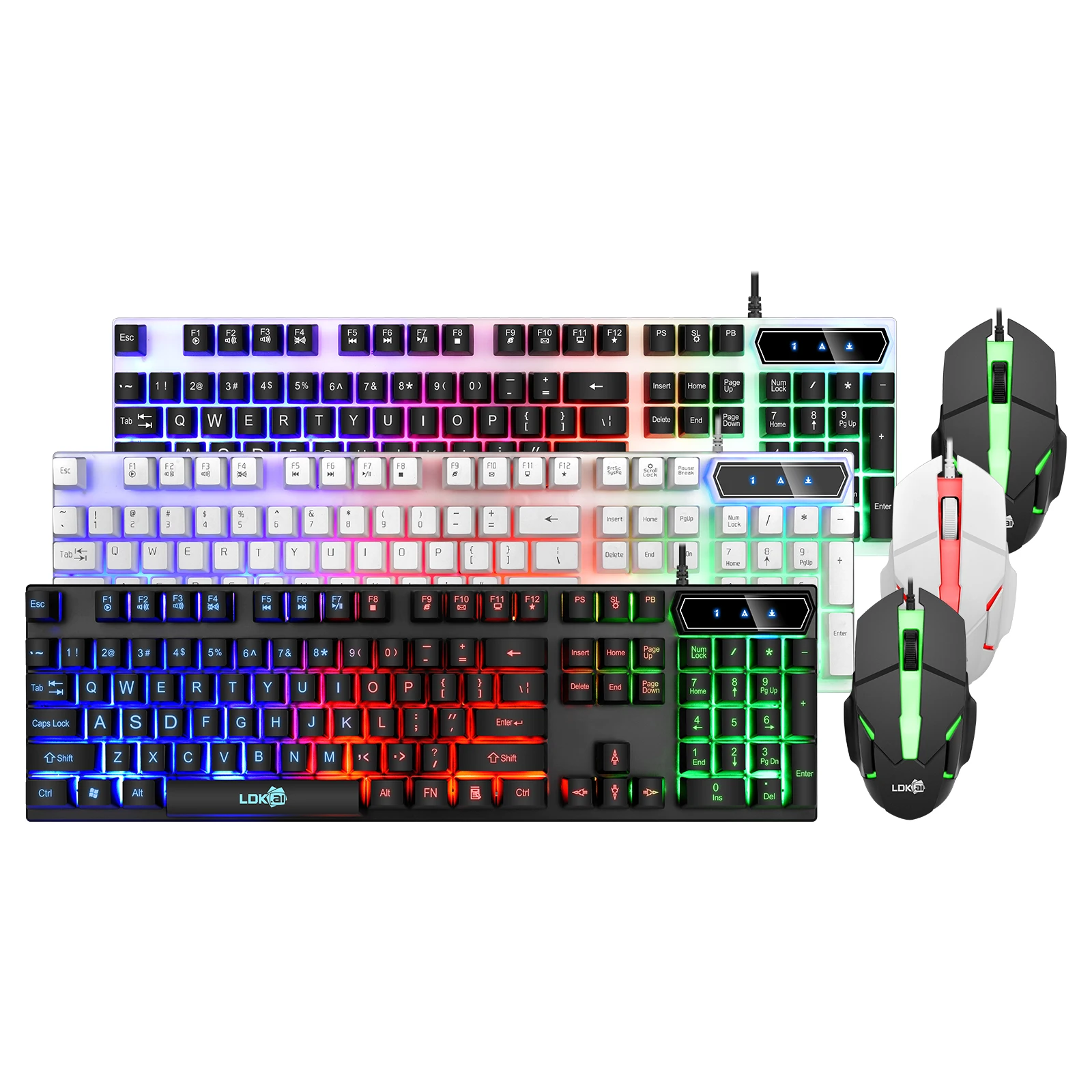 

RGB gaming retro backlit silent ergonomic keyboard and air mouse combo with led lights for mobile, Black(color button)