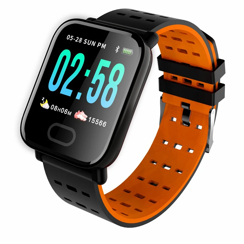 

A6 Smart band Color Screen Men Sports Watches Women Intelligent Health Heart Rate Bracelet Wristwatch, Black,blue,orange