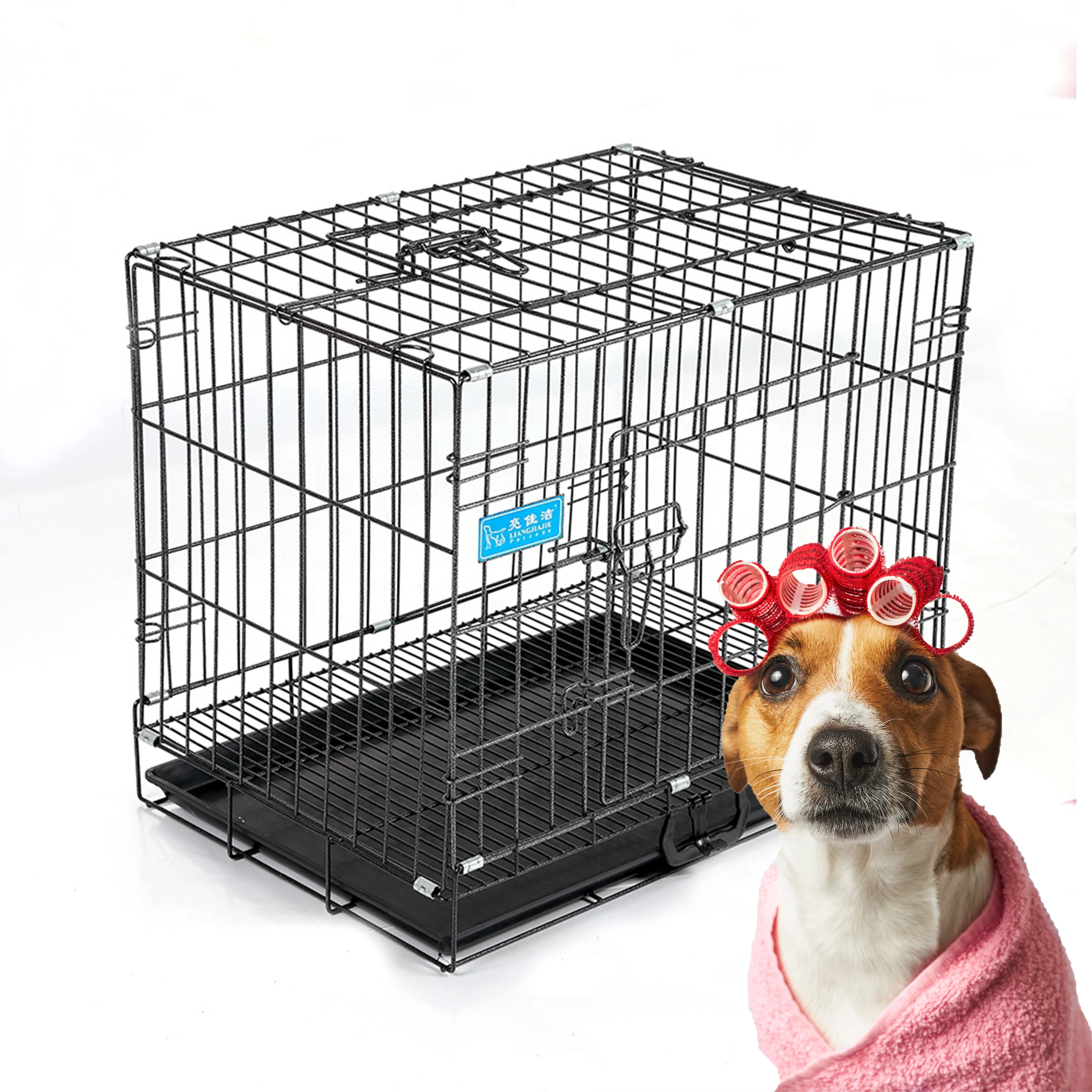 

LJA161 Best Quality Pet Large Folding Wire Pet Cages For Large Dog Cat House Metal Dog Crate Pet Cages, Blue/black