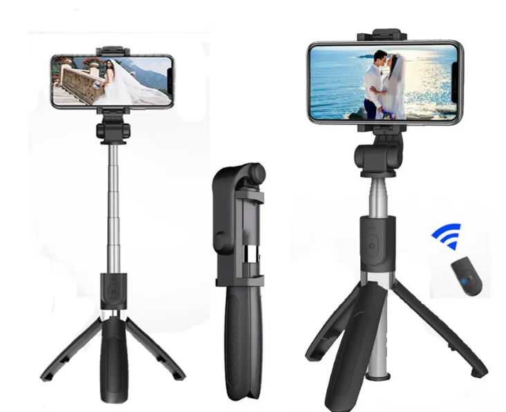 

Ripoint Hot sale L01 Selfie Stick with Tripod flexible selfie stick 360 rotation shutter remotes selfie stick tripod, Balck