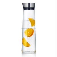 

High Borosilicate Designed Glass Big Water Jug Pitcher For Water With Stainless Steel Lid