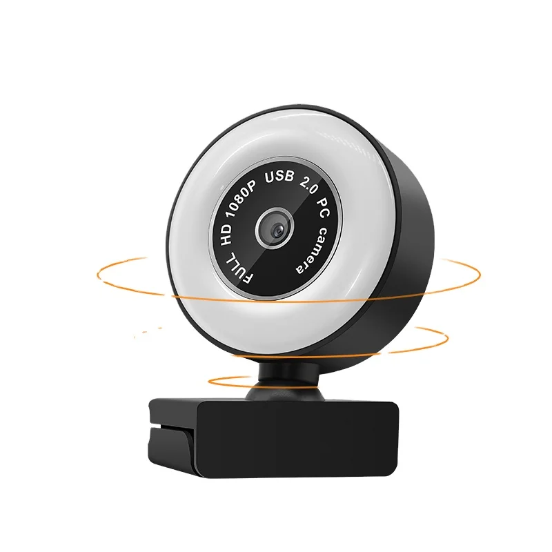 

Built-in Microphone Usb Plug 2k Auto Focus Ring Light Webcam For Pc Computer Laptop Desktop Youtube Skype, Black