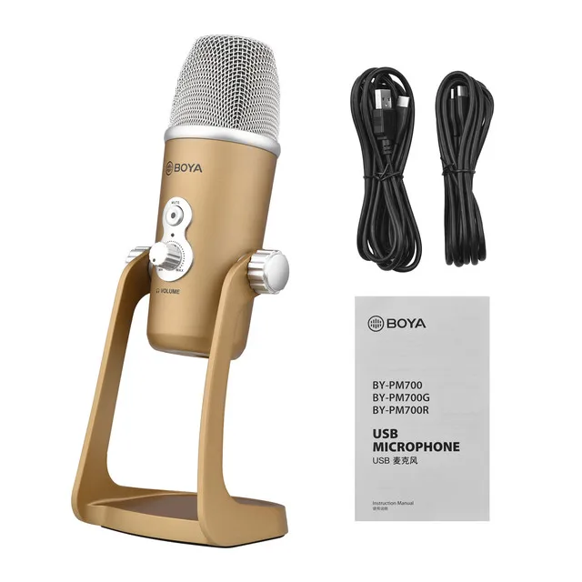 

BY-PM700 Desktop USB Microphone Metal Computer Condenser Microphone with Stand for PC Laptop Vocals Recording Interview