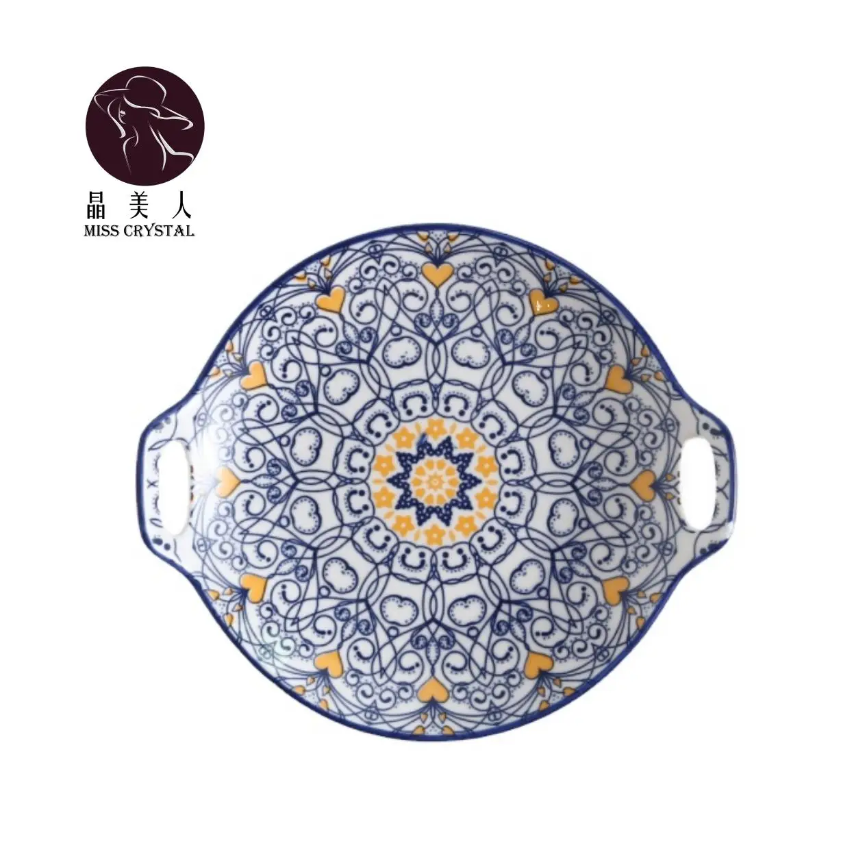 

Bohemian Round Plates Restaurant Dinner Plate Set Porcelain Plates Ceramic, Picture shown