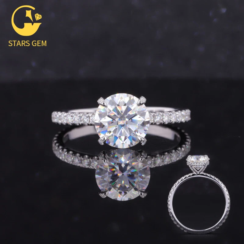 

Starsgem moissanite ring 14k 18k white gold round brilliant cut DEF vs MOISSANITE jewelry promise rings