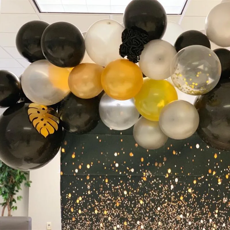 Balloon Arch Garland Gold Silver Black Helium Latex Balloons For