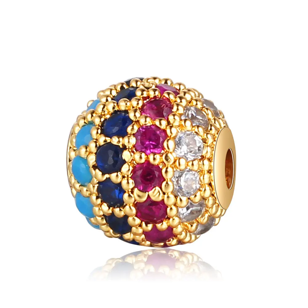 

6mm 8mm 10mm Micro Pave Zircon Brass Jewelry Ball Bead Findings Accessories, Multi color