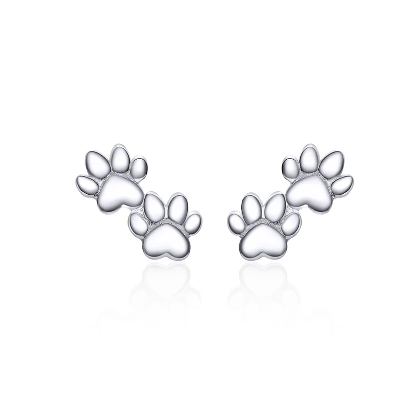 

Fashion Earrings Double Footprint Design 925 Sterling Silver Stud Earrings for Kids