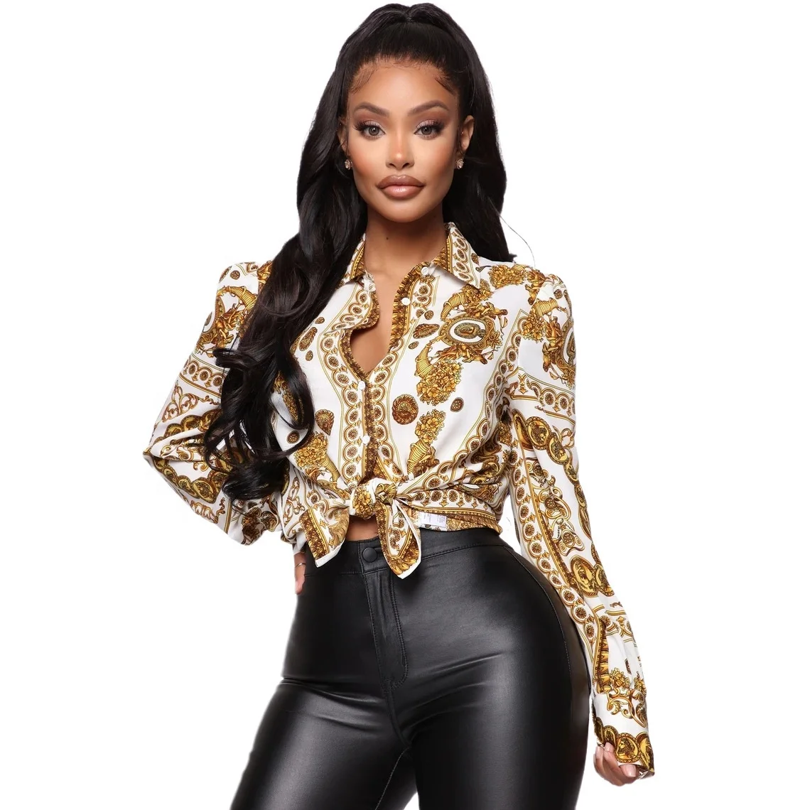 

2021 Fall Clothing Woman Tops Fashionable Crop Blouse Femme Long Sleeve Plus Size Shirts Women Elegant Office Blouse