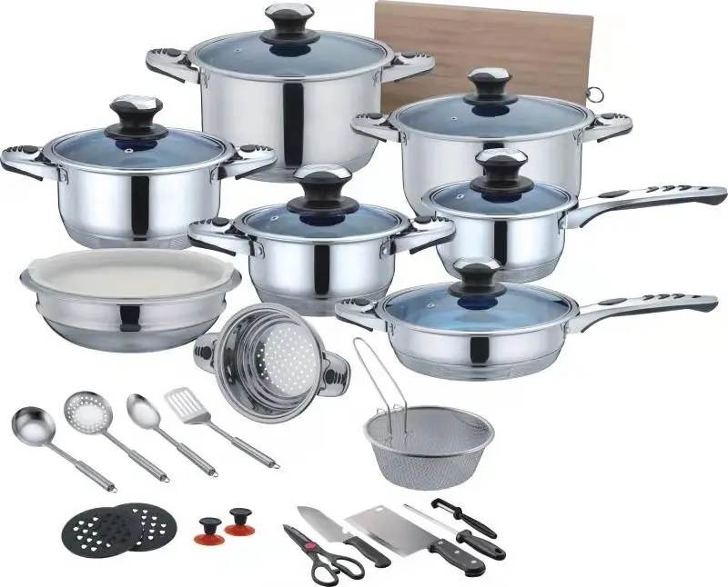 

30 pcs colorful stainless steel cookware set with ss lid