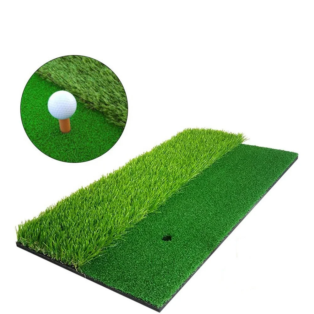 

60*30cm Golf Mat Portable 2 in 1 Double Turf Mini Golf Practice Hitting Mat Putting Mat, Green