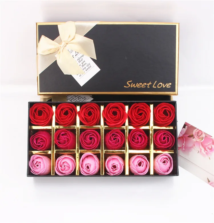 

C-SFBG001Factory Artificial 3 layers 12Pcs Soap Single Rose Flower Heads For valentines Decorative gifts