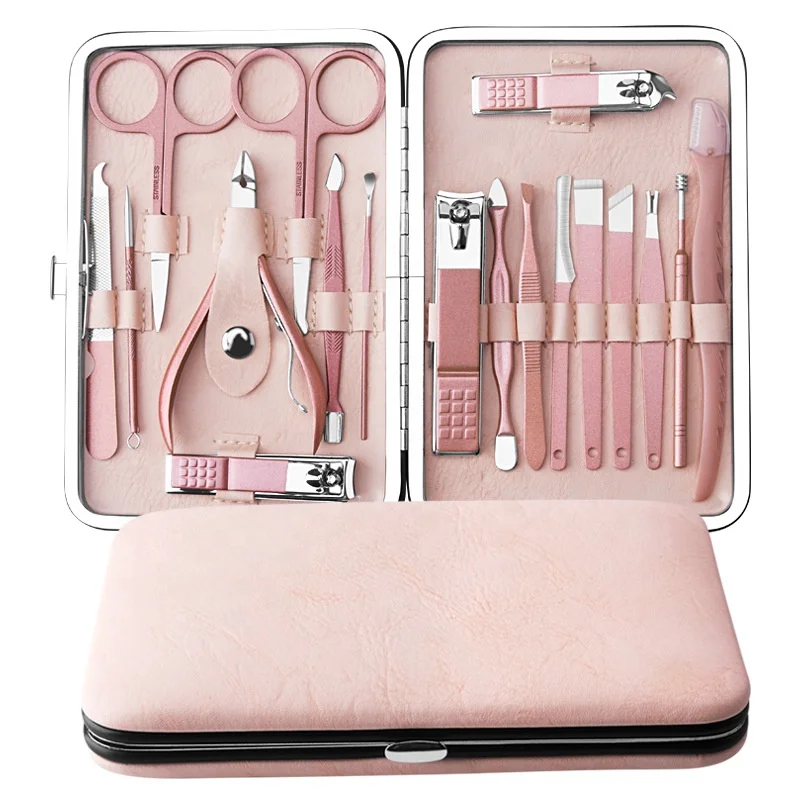 

Amazon HOT Professional Nail Clippers Set 18 / 15 / 13 / 10 / 7pcs Rose Pink Manicure Set