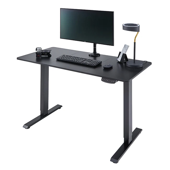 

High End Quality Standing Desk Large Sit Stand Desk Adjustable Height Office Desk Frame with Black Table Top, Black frame with black tabletop