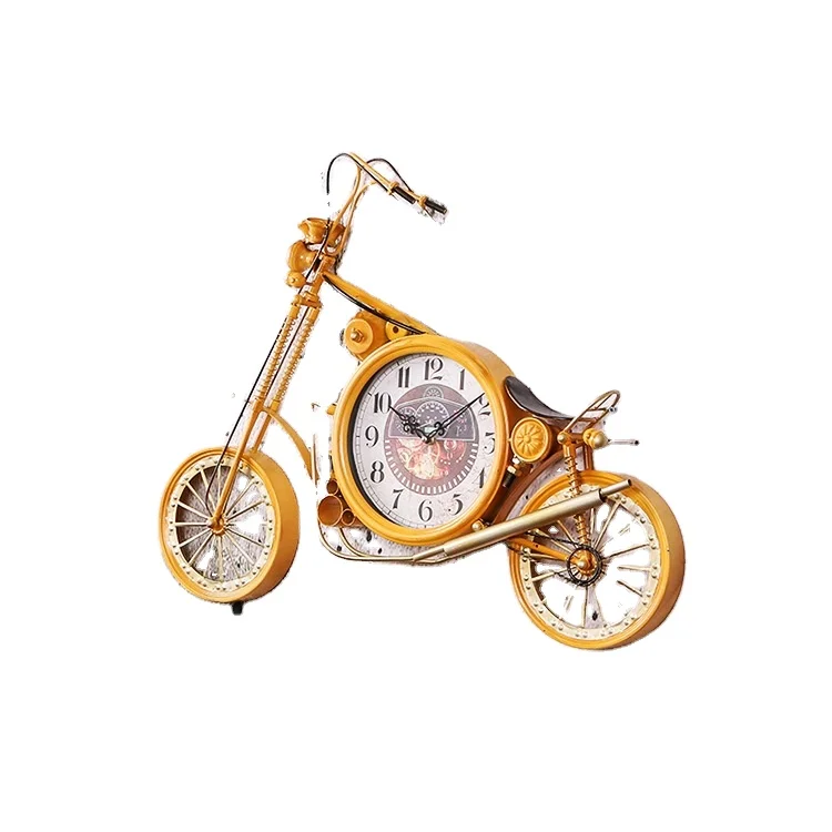 

Motor Bike Retro Creative Metal Hanging Watch Wall Clock, Black, gold or customized