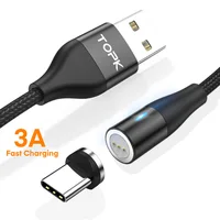 

TOPK AM60 3A 3rd Gen Fast Charging LED Mobile Phone Magnetic USB Type C Charging Cable