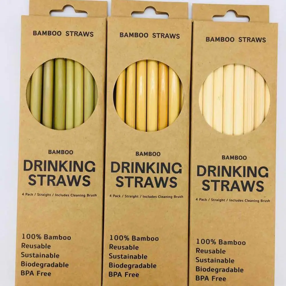 

NATURAL NEO Organic Bamboo Straws Reusable with Coconut Fiber Brush 20cm 8" Drinking Straw Biodegradable Kids Adults
