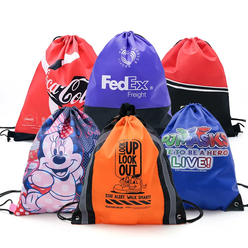 

210D Waterproof Polyester Nylon Drawstring Bag/Wholesale Drawstring Backpack/Promotional Kids Custom Drawstring Bag, Customized