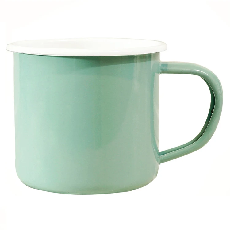 

Green Enamel Coating Coffee Camp Mugs Enamel Mugs Custom Logo With Logo Printed, 6 basing color or custom color