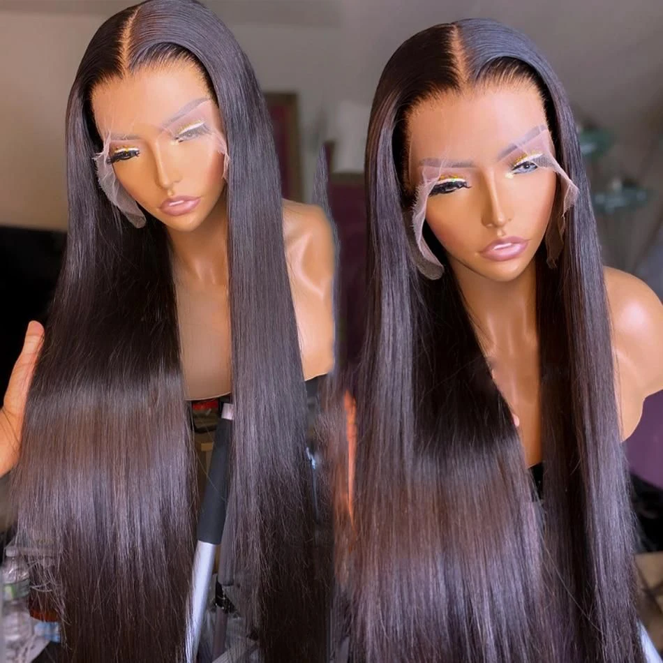 

Peruvian Virgin Hair Wigs 20 Inch Human Hair 13*4 Transparent Hd Lace Frontal Silky Straight Wig for Black Women