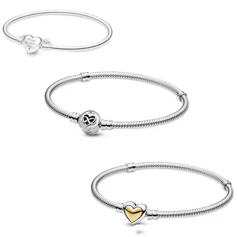 

Rx Jewelry 2021 New 925 Silver Eternal Heart Snake Bone Bracelets Fits Original Pandora