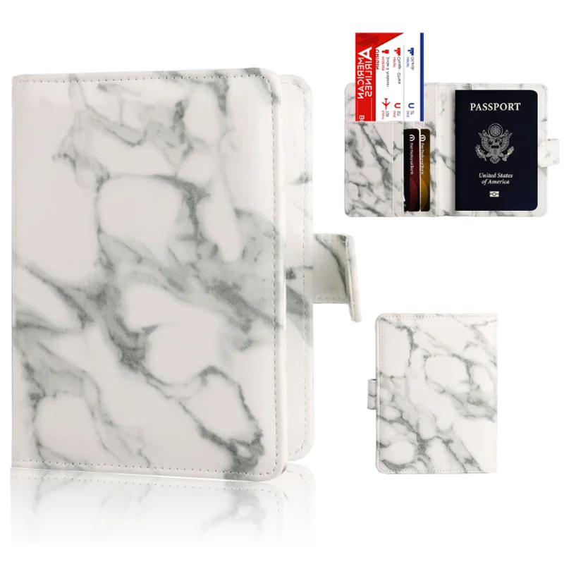 

Fashion marble pattern RFID blocking passport cover case holder customize logo