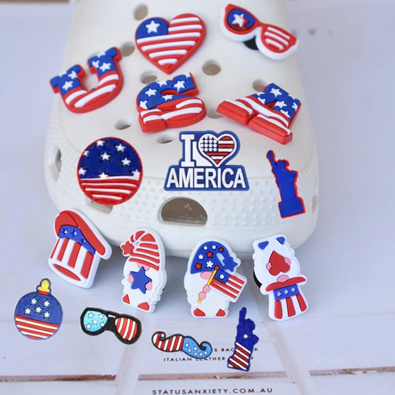 

Pvc Soft Rubber Cartoon Shoes Decoration Christmas Fashion Creative Garden Shoes Flag Smiley Face Accessories Shoes Charm, Picture