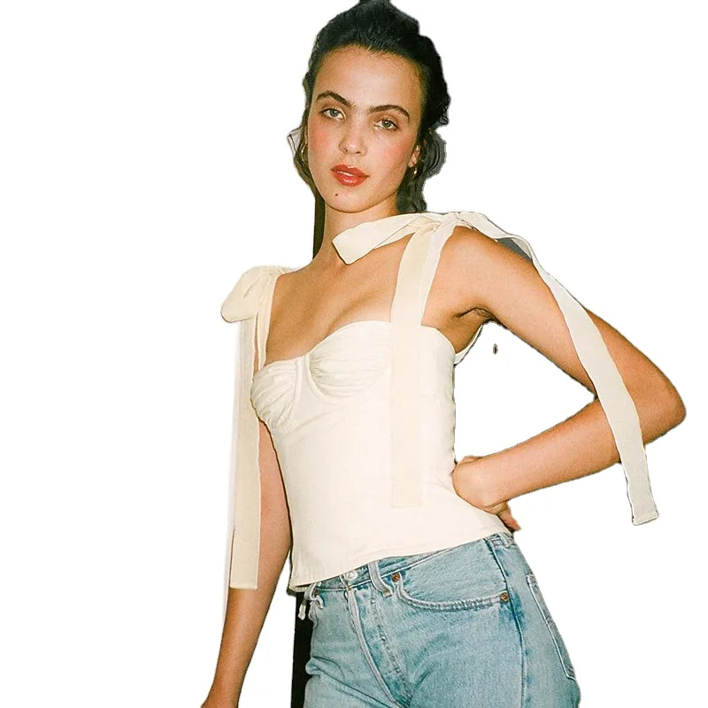 

Women Sexy Bralette Strap Bow Lace Up Streetwear Party Lady Tank Tops