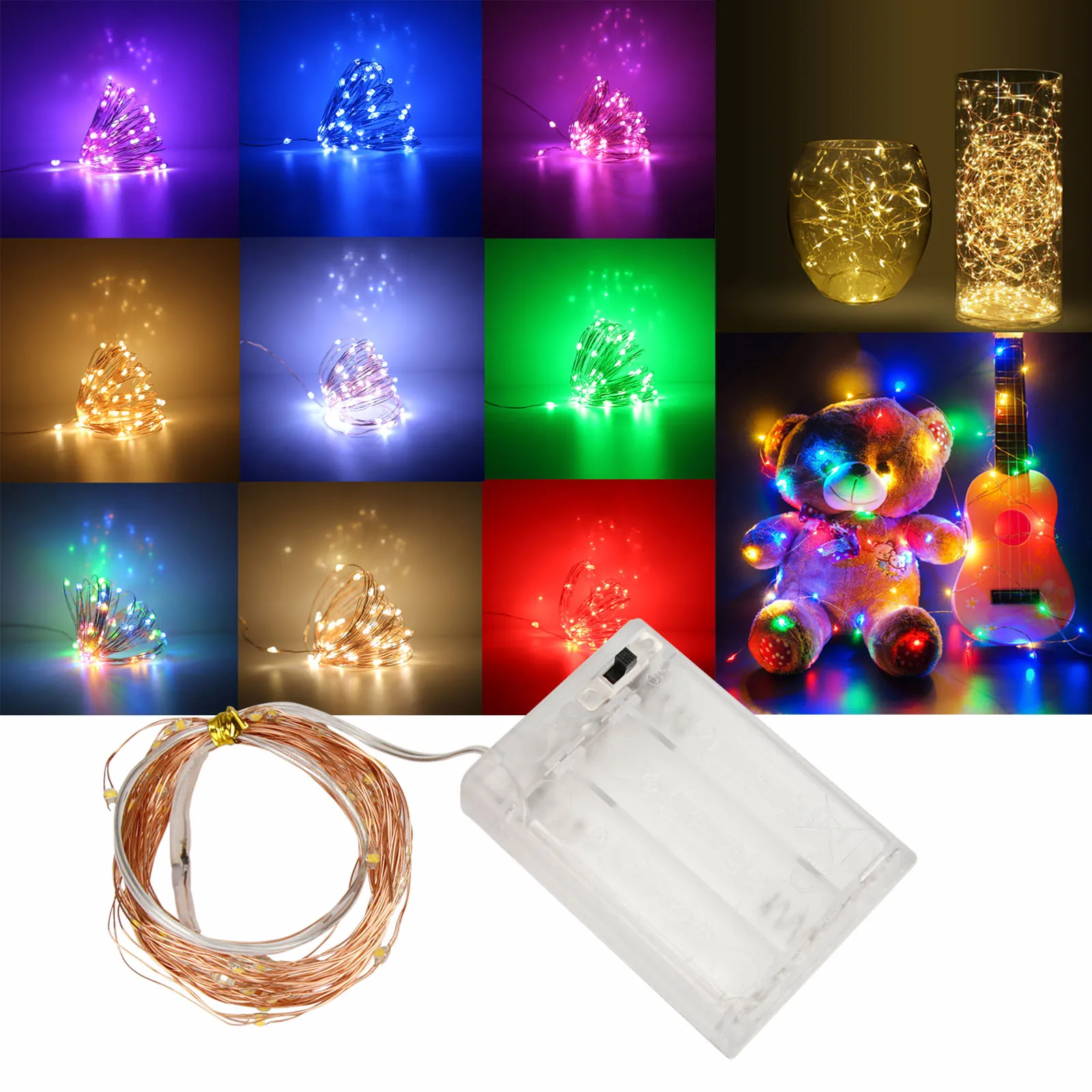 Battery Powered 4.5V LED Copper Wire String Lights 5M 50 LEDs Garland Home Christmas Wedding Party Decoration Fairy DIY light