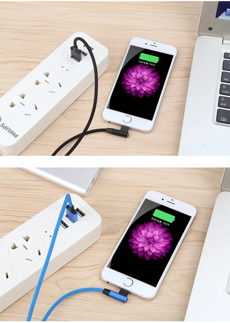 Hot selling 3ft Double Elbow USB Cable 3A micro Type-C Sync Data Nylon Braided fast charging cable for mobile game data cables - ANKUX.COM