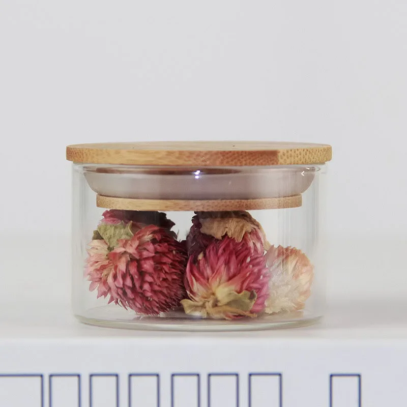 
Wholesale Factory glass canisters candy jar set food Airtight storage jar containers airtight glass seal bamboo lid 