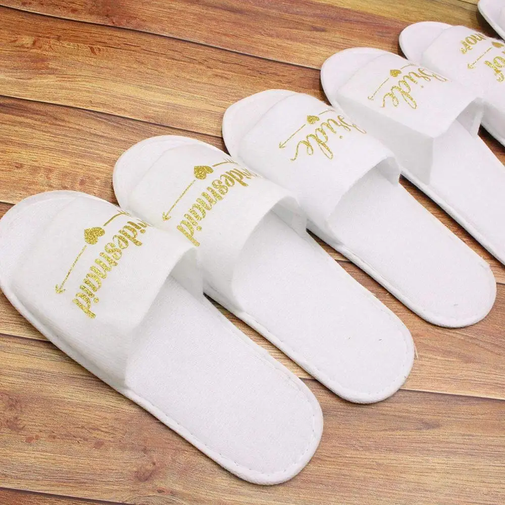 
Bachelorette Party Wedding Slippers Bride Maid of Honour Bridesmaid 6 Pack Spa Hotel Slippers US Women Size 11(A) 