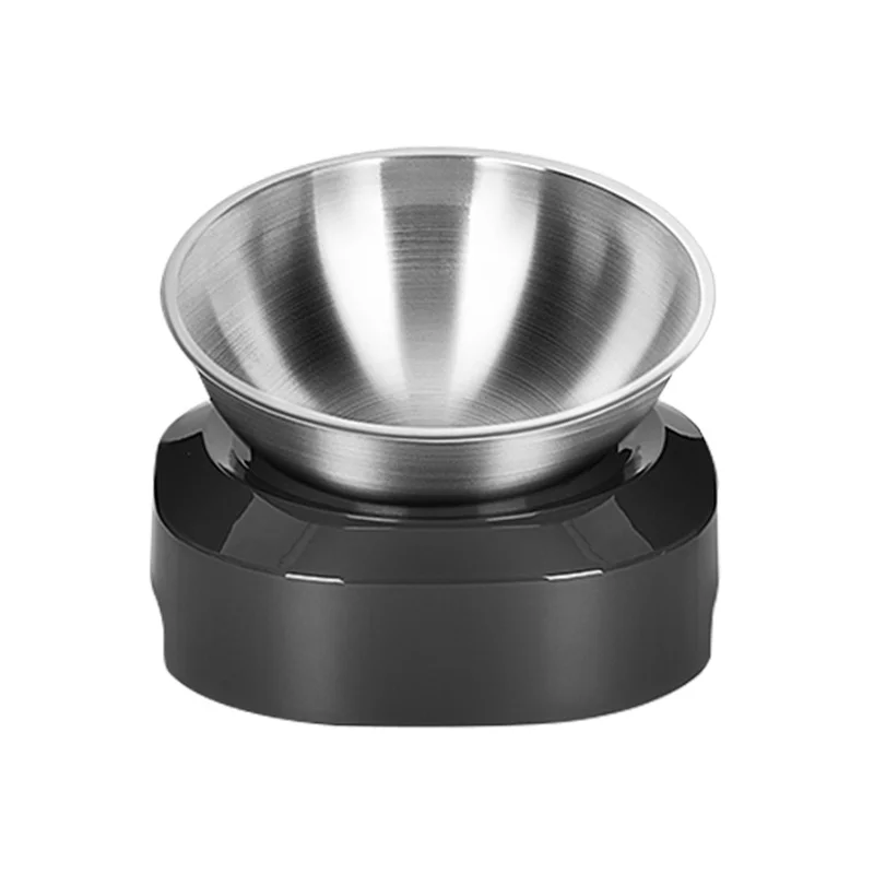 

New Pet Feeder Removable Raised Adjustable Cat Dog Bowl Stainless Steel 15 Degree Elevated Pet Bowl, Black