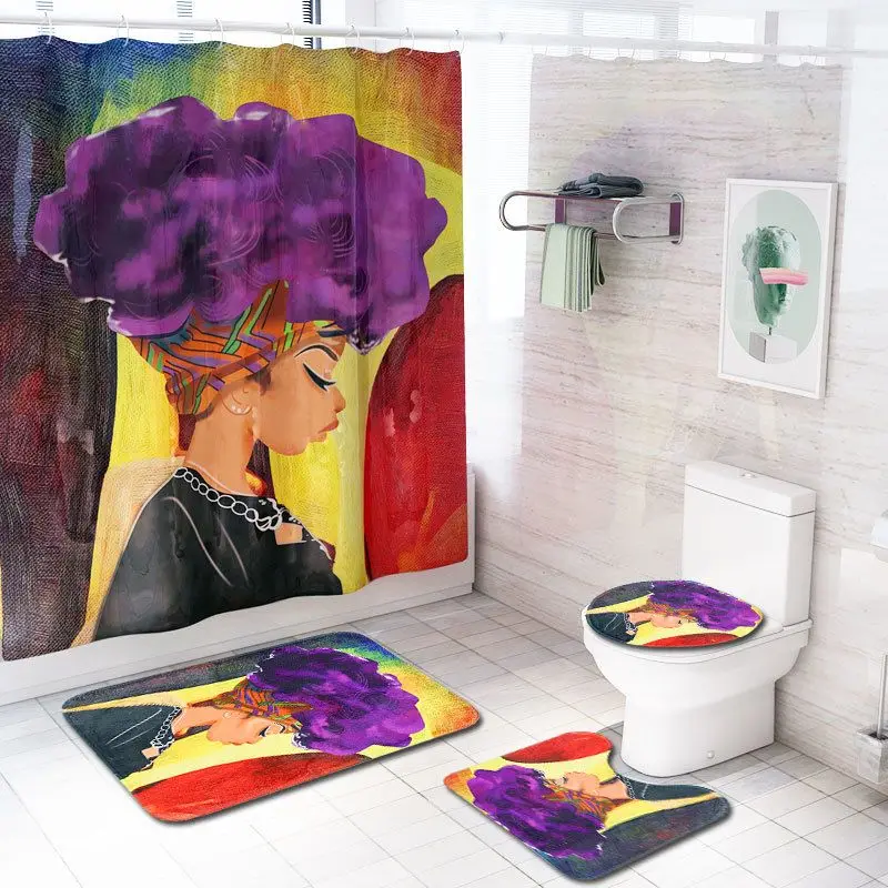 

Luxury Latest Custom Bathroom Shower Curtain and Rugs Shower Curtain Set for Bathroom