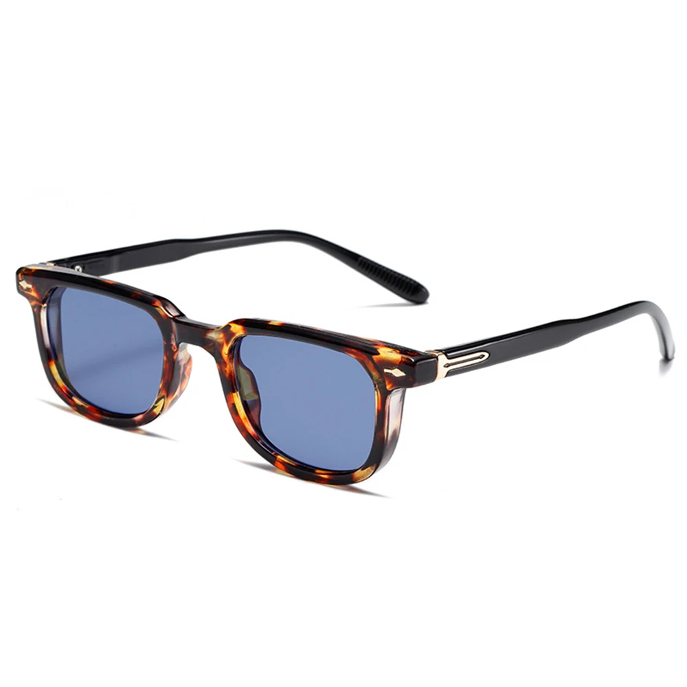 

STORY SX65037 Retro Tortoiseshell Rectangle Sunglasses Unisex Luxury Fashion Vintage Blue Narrow Square Sun Glasses Men UV400