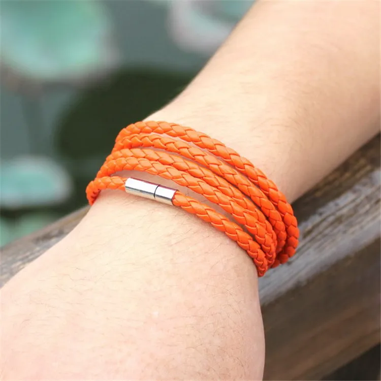 

Fashion Factory Wholesale Spot Sales Men Women Punk Charm Leather Bracelet, As photo