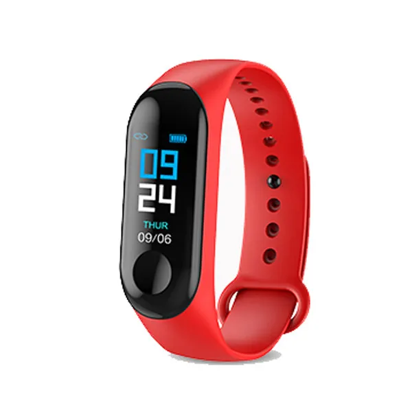 

Waterproof IP67 M4 M3 Healthy Smart Fitness Health Band Bracelet With Heart Rate, Black red blue